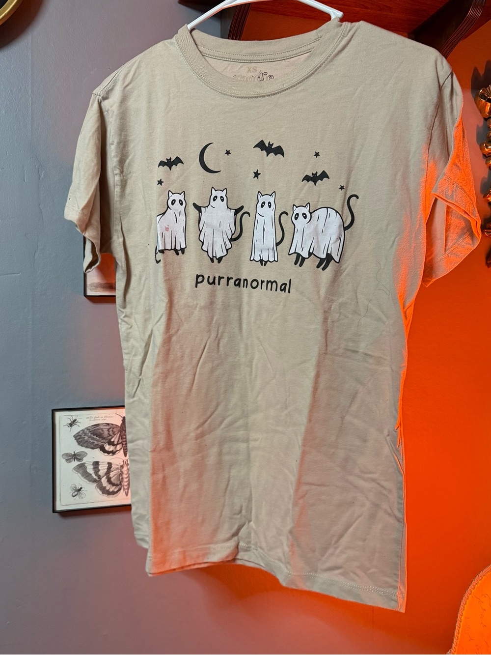 Purranormal Cat Graphic Tee - Tan